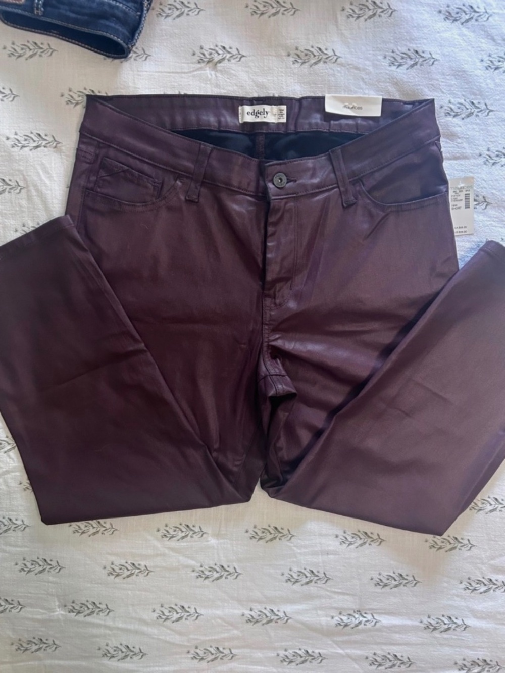 Womens Maurices Faux Leather Skinny Pants Plus Size 16W Short Length Maroon